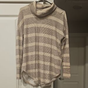 LuLaRoe Cream and Brown Cowl Neck Sweater